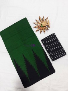 Dark green ikkat cotton sarees