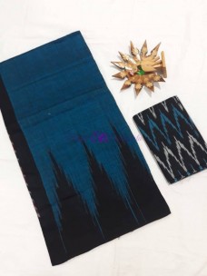 Blue and black ikkat cotton sarees