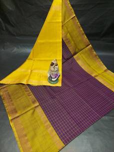 Dark violet uppada Mahanathi checks sarees