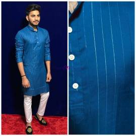 Blue pure cotton kurta pyjama set