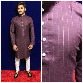 Dark violet pure cotton kurta pyjama set