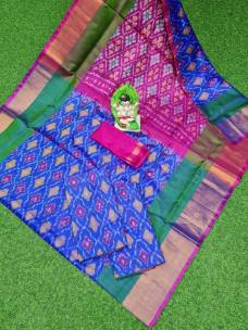 Blue with pink uppada sarees with pochampally design