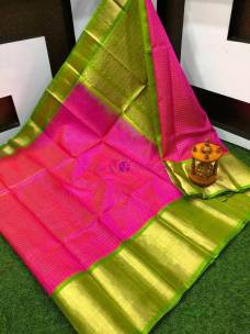 Dark pink and green Kuppadam pattu sarees