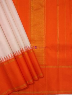 Cream and orange pure kanchipuram silk sarees