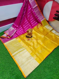 Dark pink and yellow uppada ala vaikuntapuram sarees