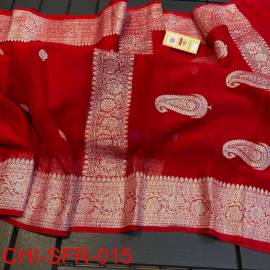 Red pure handloom banarasi georgette chiffon sarees