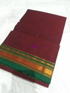 Maroon red mercerised narayanpet cotton sarees
