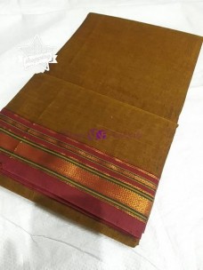 Brown mercerised narayanpet cotton sarees