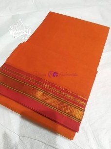 Orange handloom mercerised narayanpet cotton sarees