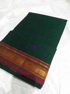 Dark green mercerised narayanpet cotton sarees