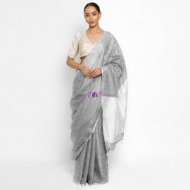 Grey 120 counts pure linen sarees