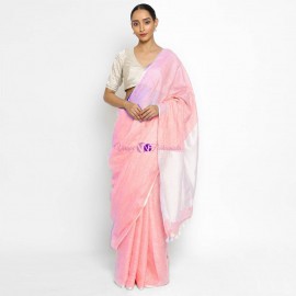 Baby pink 120 counts pure linen sarees