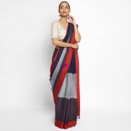 Black 120 counts pure linen sarees
