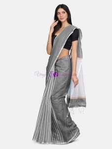 Dark grey 120 counts pure linen sarees