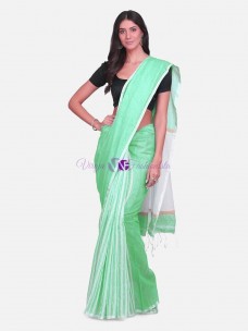 Aqua green 120 counts pure linen sarees