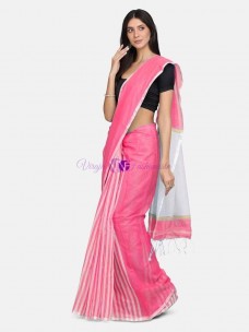 Pink 120 counts pure linen sarees