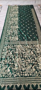 Kantha stitch saree on blended Bangalore silk