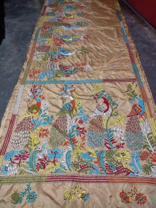 Exclusive hand made Kantha stitch saree on art silk