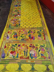 Exclusive collection of blended Bangalore silk kantha stitch saree