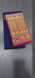 Navy blue pure narayanpet cotton sarees with big border