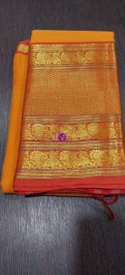 Mango yellow pure narayanpet cotton sarees with big border
