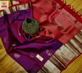 Magenta pure handloom kanchipuram silk sarees
