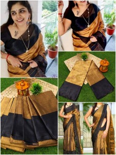 Gold with black uppada tissue cotton sarees