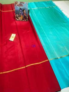 Red pure kanchipuram plain silk sarees