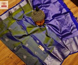 Bluish green pure kanchipuram silk sarees