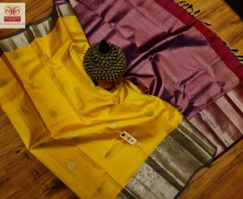 Yellow pure handloom kanchipuram silk sarees