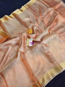 Light copper tissue tussar silk sarees