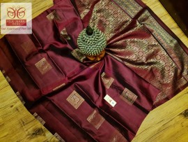 Maroon red pure kanchipuram soft silk sarees