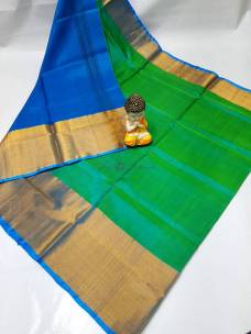 Green and blue uppada sarees with big border