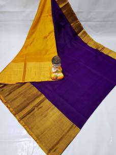 Violet and yellow uppada sarees with big border