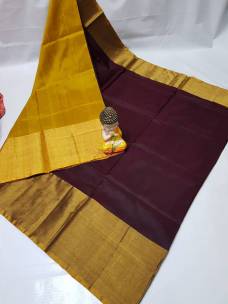 Dark chocolate brown uppada sarees with big border