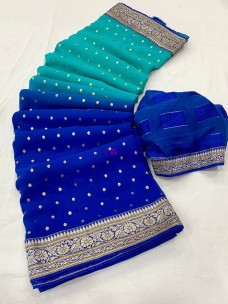 Blue two tone heavy Georgette sarees