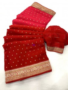 Red and pink two tone heavy Georgette sarees