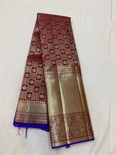 Dark brown pure kanchipuram bridal silk sarees