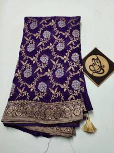 Dark purple Handloom banarasi khaddi Georgette sarees