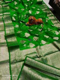 Green kora organza silk sarees