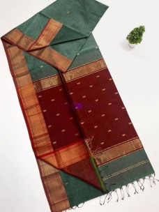 Green handloom Maheshwari butta sarees with zari border