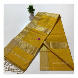 Mustard Maheshwari Tissue sarees