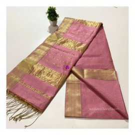 Onion pink Maheshwari Tissue sarees