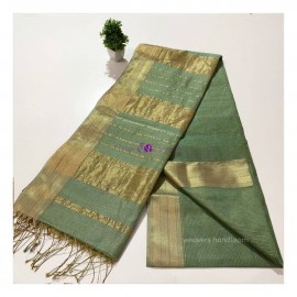 Olive green Maheshwari Tissue sarees