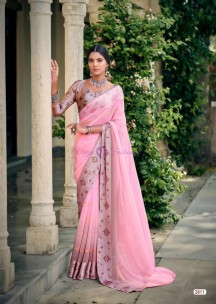 Pink Pure Georgette Sarees with satin patta