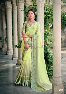 Apple green pure Georgette Sarees with satin patta