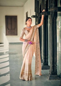 Sandal color pure Georgette Sarees with satin patta
