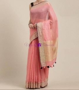 Light pink 120 counts linen sarees