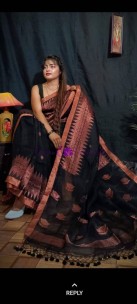 Black linen jamdani sarees