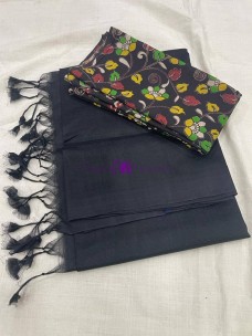 Mangalagiri plain pattu sarees - black